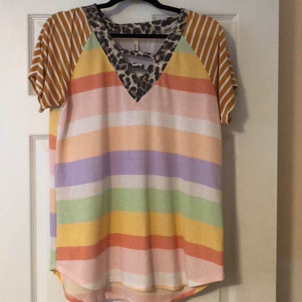 Multi color leopard/striped top
